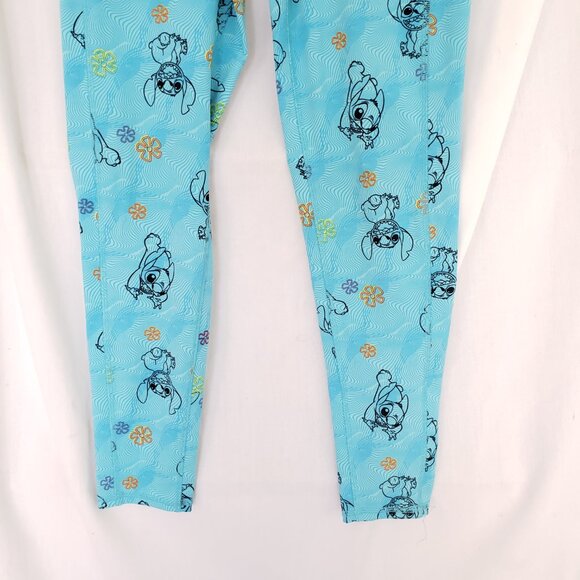 Disney Blue Lilo and Stitch Floral Pattern Pockets Cute Pants Legging Size XS - Picture 8 of 15